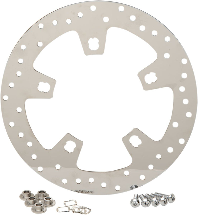 Polished Stainless Steel Drilled Brake Rotor Polished / Silver For Harley Davidson FLHR 1750 2017-2019