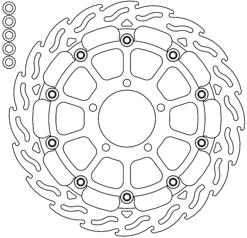 Halo Series Floating Racing Brake Rotor Black / Silver For Ducati 1198 2009-2010