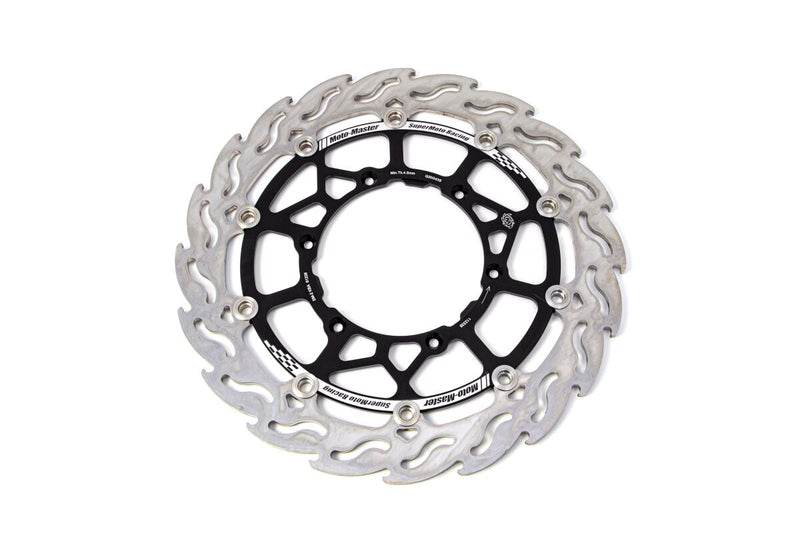 Flame Series Supermoto Street Front Brake Rotor Black / Silver