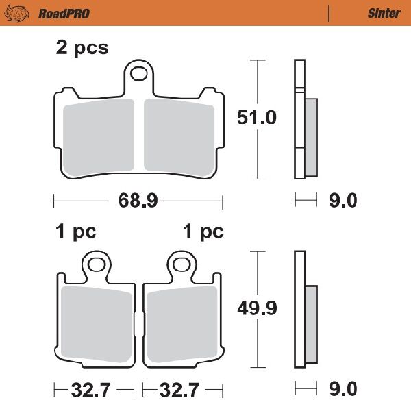 Road Pro Sinder Front Brake Pad For Honda VFR 1200 F 2012-2014