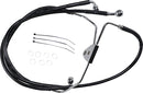 Extended Length Black Vinyl Front Brake Line Kit Black - 8 Inch For Harley Davidson FLHR 1584 2008