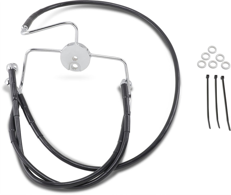 Extended Length Black Vinyl Front Brake Line Kit Black For Harley Davidson FLHR 1450 2004-2006