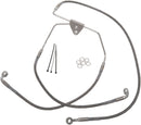 Extended Length Stainless Steel Front Brake Line Kit Silver - 6 Inch For Harley Davidson FLHR 1584 2008