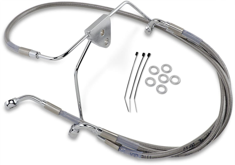 Extended Length Stainless Steel Front Brake Line Kit Silver For Harley Davidson FLHT 1450 2004-2005