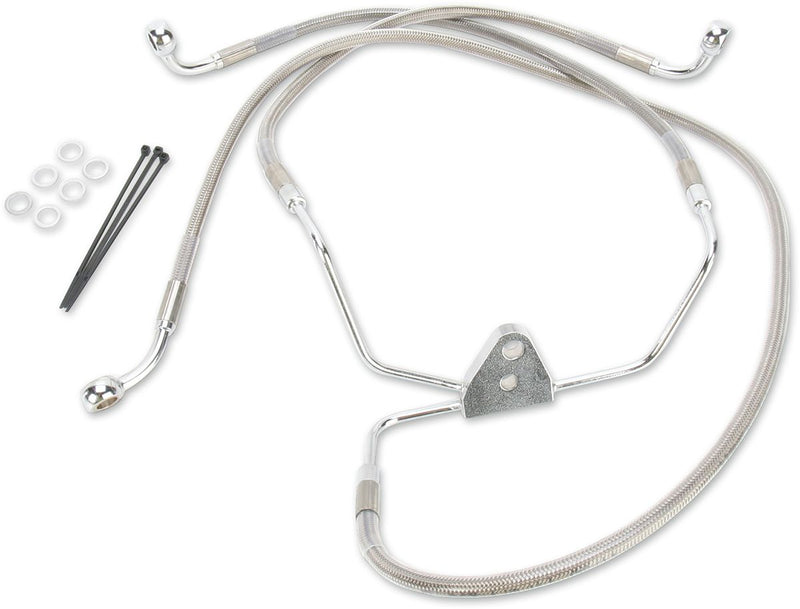 Extended Length Stainless Steel Front Brake Line Kit Silver For Harley Davidson FLHT 1584 2007