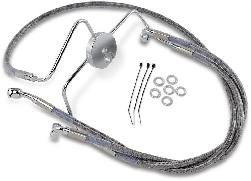 Extended Length Stainless Steel Front Brake Line Kit Silver For Harley Davidson FLHR 1584 2007