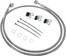 Extended Length Stainless Steel Front Brake Line Kit Silver For Harley Davidson FLSTC 1450 2000-2003