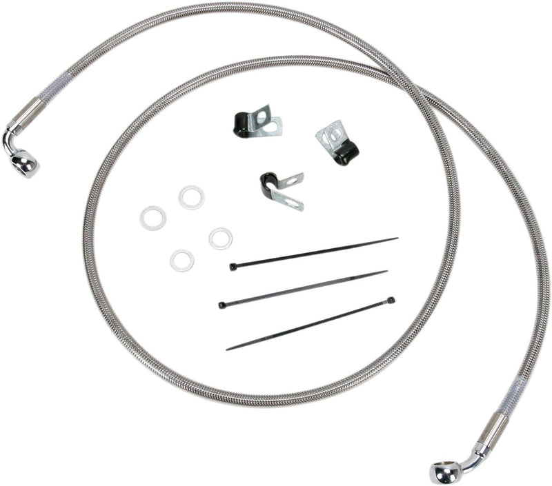 Extended Length Stainless Steel Front Brake Line Kit Silver For Harley Davidson FLSTC 1450 2004-2006