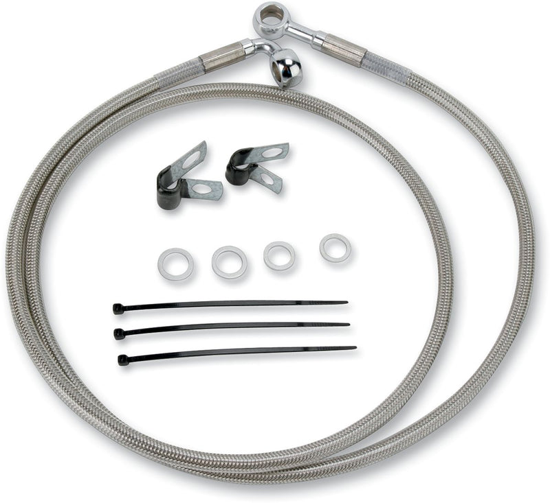 Extended Length Stainless Steel Front Brake Line Kit Silver For Harley Davidson FXDWG 1340 1993-1998