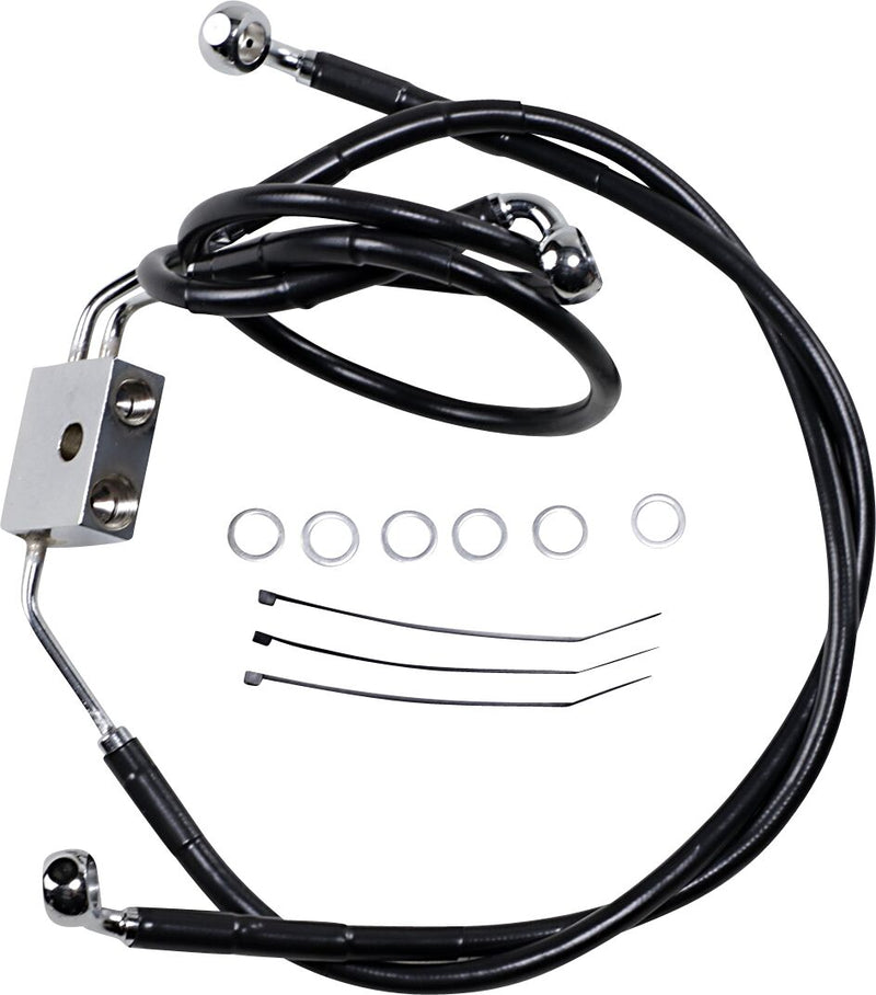 Extended Length Black Vinyl Brake Line Kit Black For Harley Davidson FXDF 1690 ABS 2012-2016