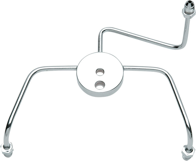 Steel Front Brake Tee Wide Glide With Fittings For Dual-Disc Applications Chrome