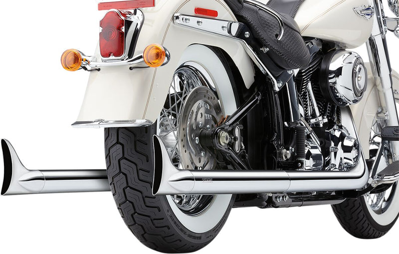 True Duals Exhaust System Chrome With Fishtail Tips For Harley Davidson FLS 1690 2012-2016