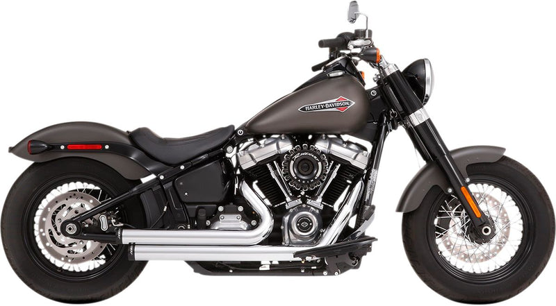 Softail 2-Into-2 System Flush Chrome With Black End Caps For Harley Davidson FLDE 1750 ABS 2018-2020