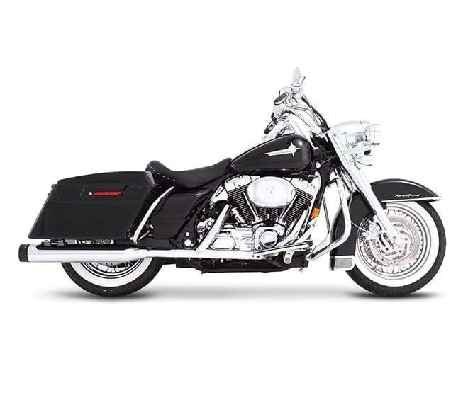 Muffler Slip-On 4 Inch Duals Chrome With Black End Caps For Harley Davidson FLHR 1340 1995-1998