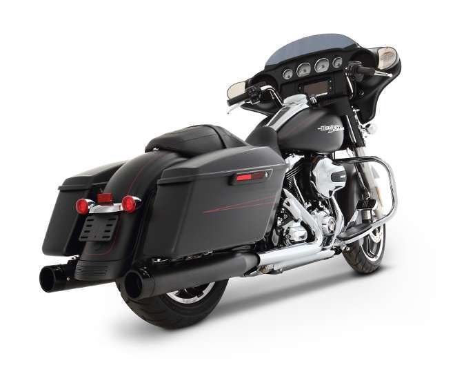 Muffler Slip-On 4 Inch Duals Black With Black End Caps For Harley Davidson FLHR 1340 1995-1998