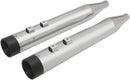 Slip-On Mufflers Chrome With Black Billet End Caps For Harley Davidson FLHR 1340 1995-1998