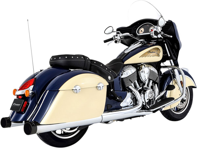 Muffler Slip-On 4 Inch Duals Chrome With Black End Caps For Indian Chieftain 111 ABS 2017-2019