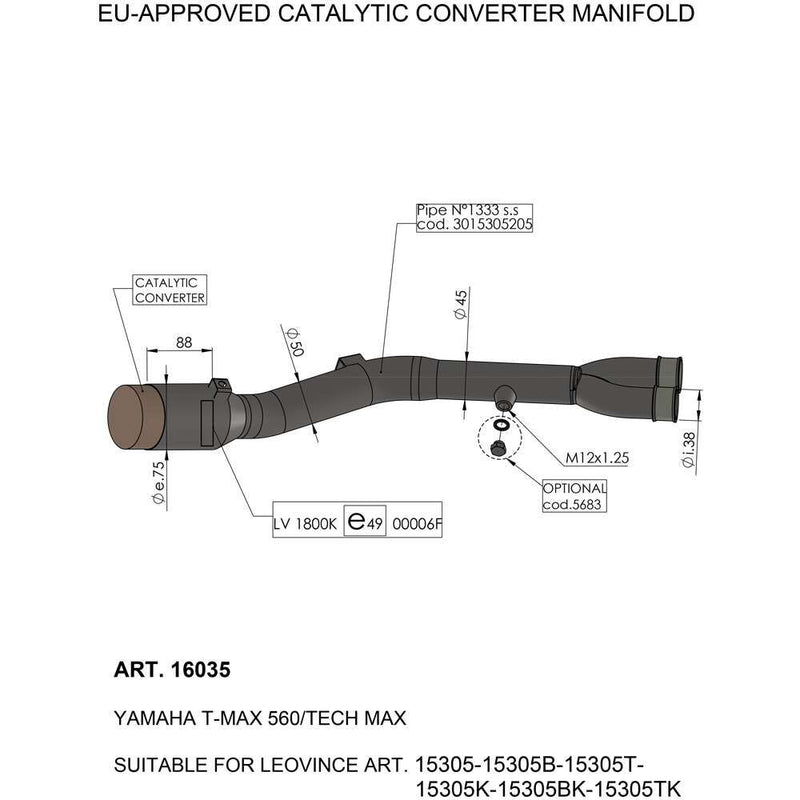 Catalytic Converter Manifold For Yamaha XP 560 T-Max ABS 2020-2021