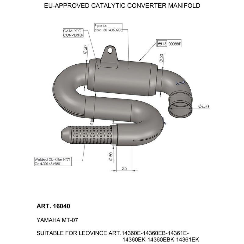 Catalytic Converter Manifold For Yamaha MT-07 ABS 2022