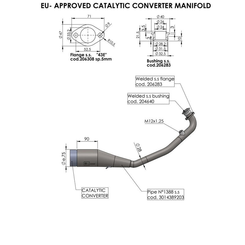 Catalytic Converter Manifold For Honda PCX 125 ABS 2021-2022