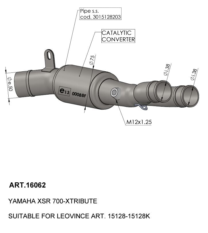 Catalytic Converter Manifold For Yamaha XSR 700 ABS 2021-2022