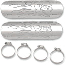 Flaming Skull Heat Shields Chrome