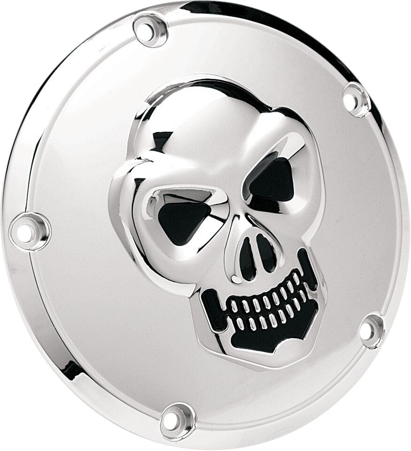 3-D Skull 5 Hole Derby Cover Black / Chrome