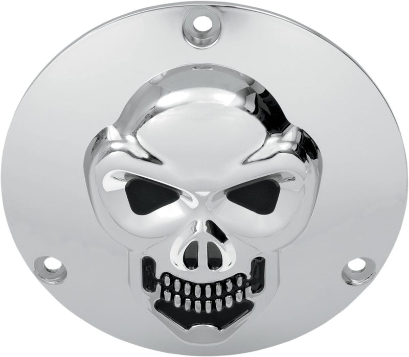 3-D Skull 3 Hole Derby Cover Black / Chrome