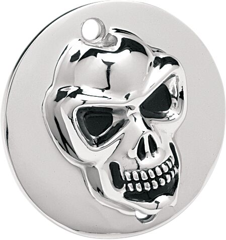 3-D Skull 2 Hole Points Cover Chrome