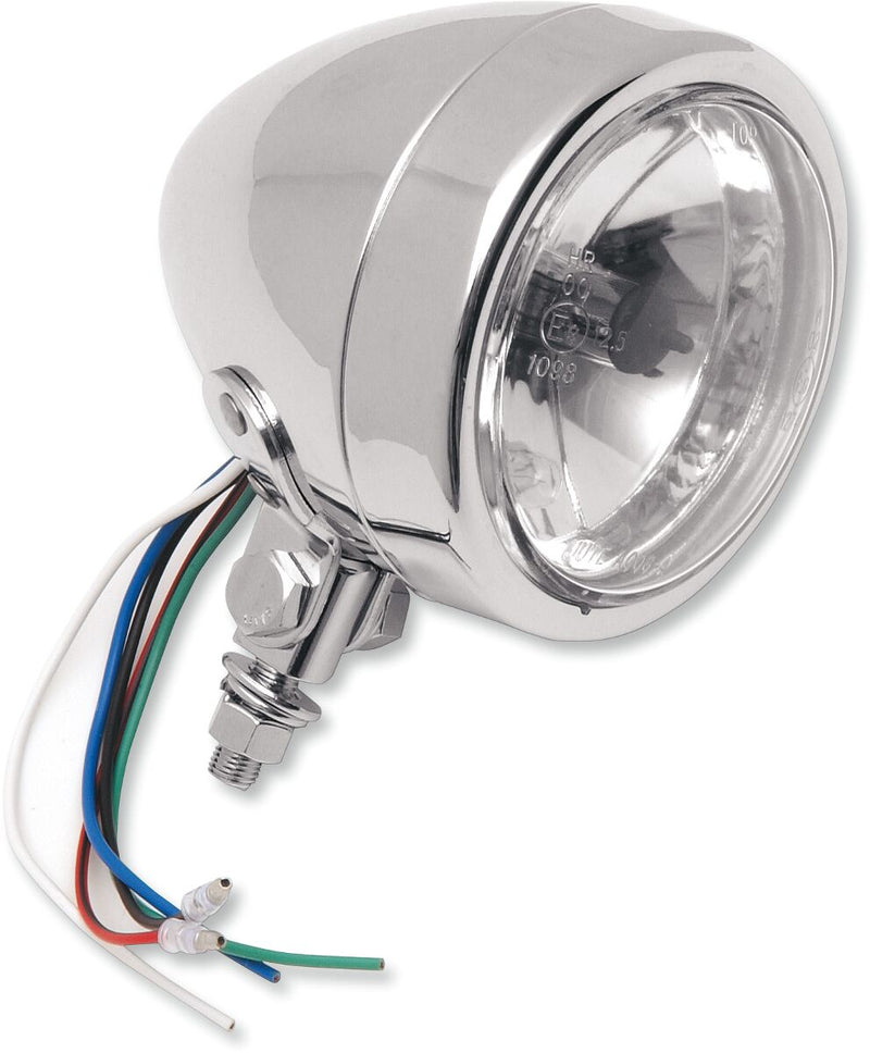 Spotlight With Running Lights 4.5" Plain Clear Lense Chrome