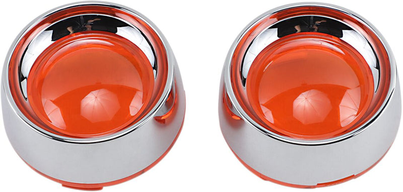 Deep Dish Bezels For Bullet Turn Signals Amber Lens Chrome Bezel