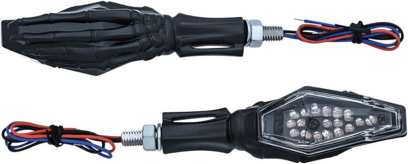 Skeleton Hand Turn Signal With Black Stem & Black Heads