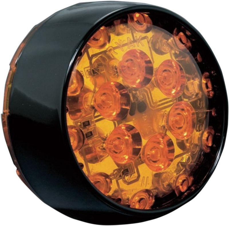 Turn Signal Inserts ECE Compliant Bullet Style Amber LED Amber Lens Black Bezel