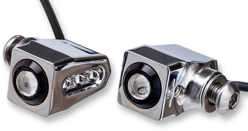 Single Rat Eye LED Turn Signals Red / Chrome