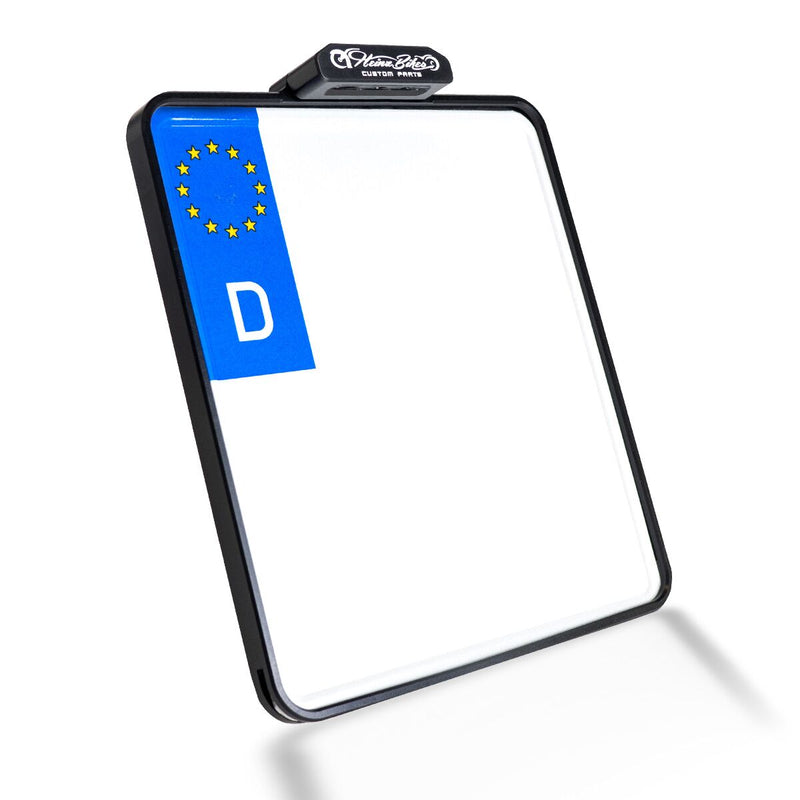 Slip-In License Plate Mounts With LED Plate Light Chrome