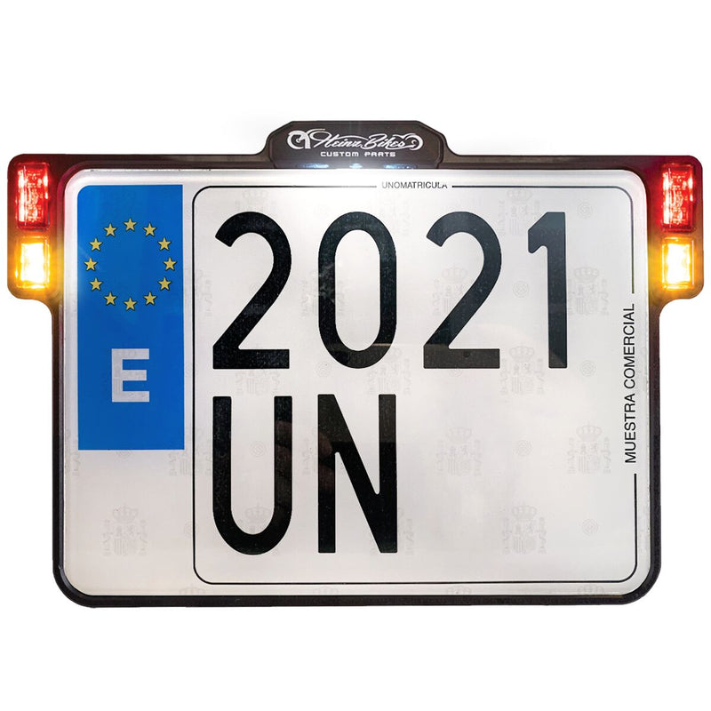 All-In-One 2.0 Black Spain License Plate With LED Break & Rear Light