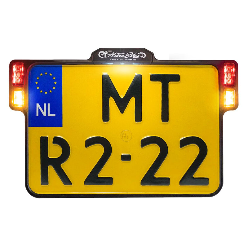 3-in-1 License Plate Holder With LED Light Break & Rear For Netherlands