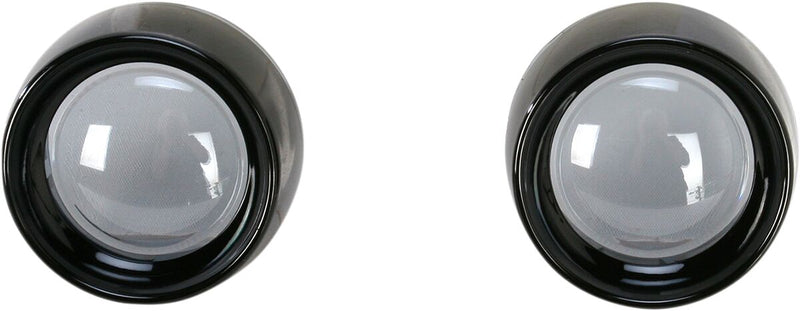 Deep Dish Bezels For Bullet Turn Signals Smoke Lens Black Bezel