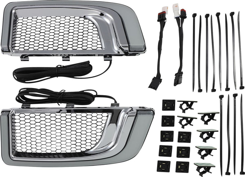 Tracer LED Fairing Lower Grill Inserts Chrome