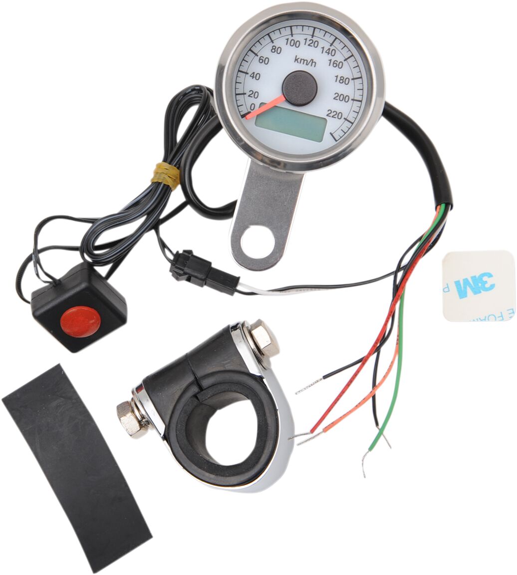 Programmable Mini Electronic Speedometer With Odometer / Tripmeter Whi