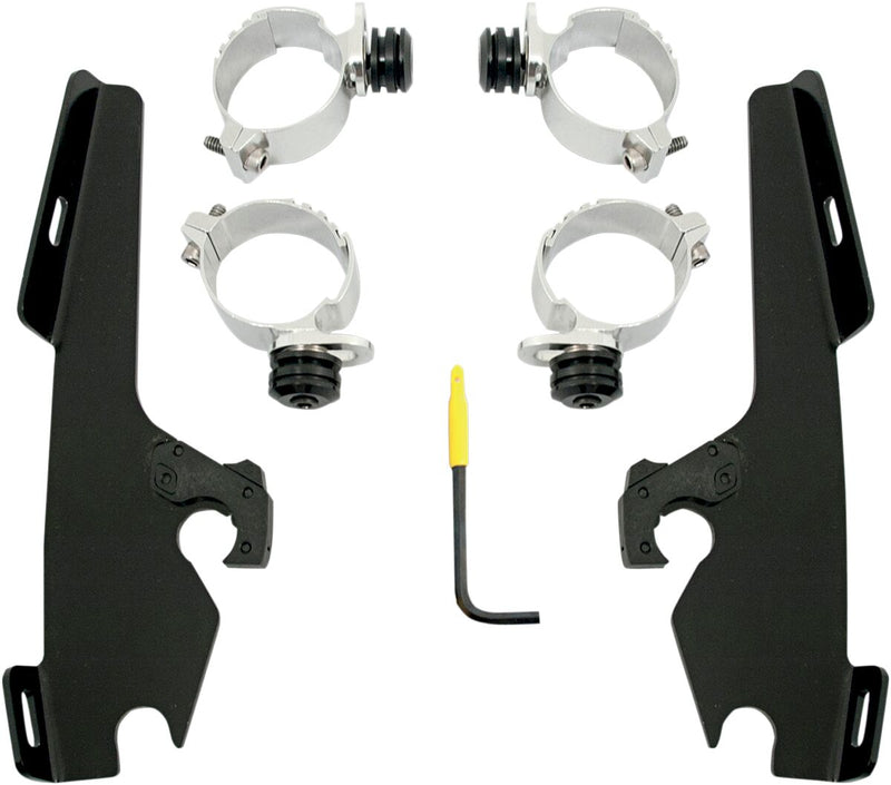 Fats/Slim Windshield Trigger-Lock Complete Mount Kit Black For Harley Davidson FXDF 1584 2008-2011