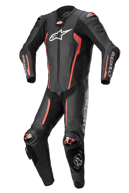 Missile V2 One Piece Leather Suit Black / Fluo Red