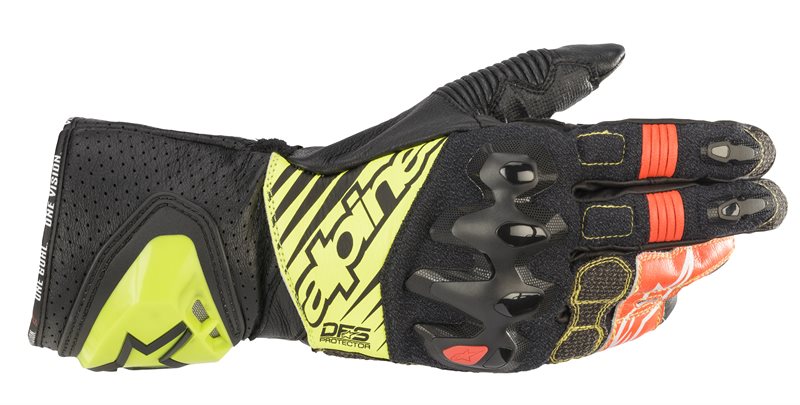 GP Tech V2 Gloves Black / Fluo Yellow / White / Fluo Red