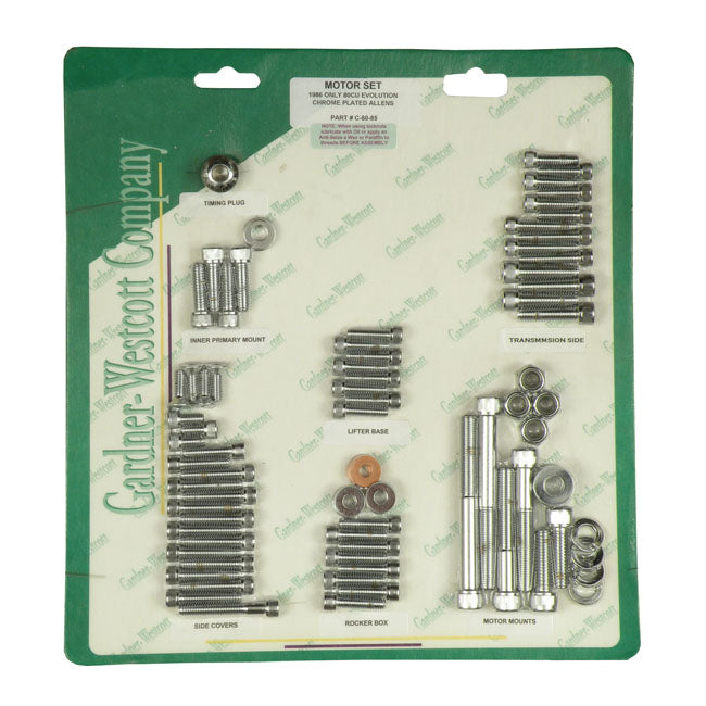 Allen Motor Screw Sets Chrome For 1986 Softail Only NU