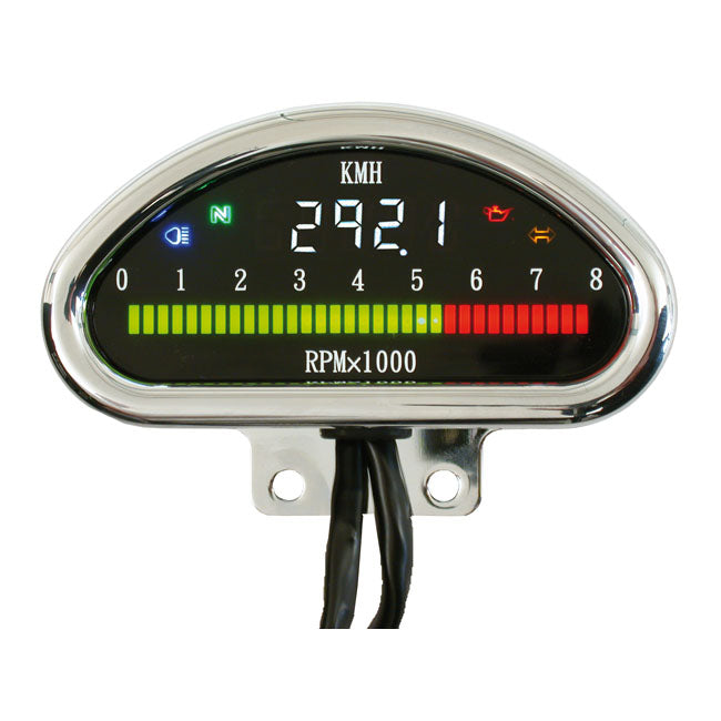 Electronic CNC Aluminum Speedometer Kmh Chrome