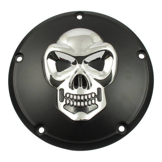 Skull Derby Cover 5-Hole Black & Chrome