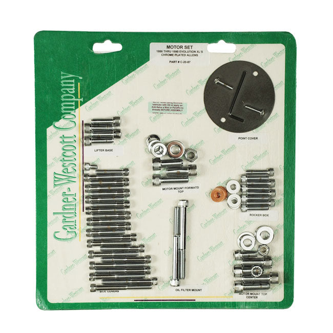 Allen Motor Screw Sets Chrome For 86-90 4-SP EVO XL NU