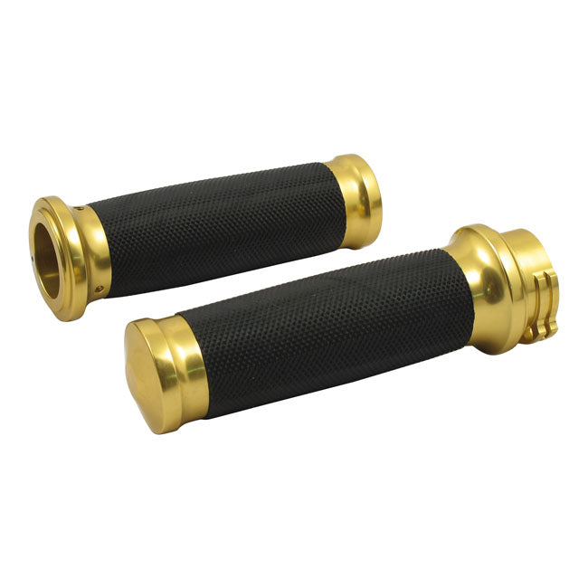 Handlebar Grip Set Caliber Brass For 74-21 H-D With Single Or Dual Throttle Cables Excl. Street