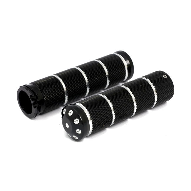 Throttle Grip Set Bomber Black Contrast Machined