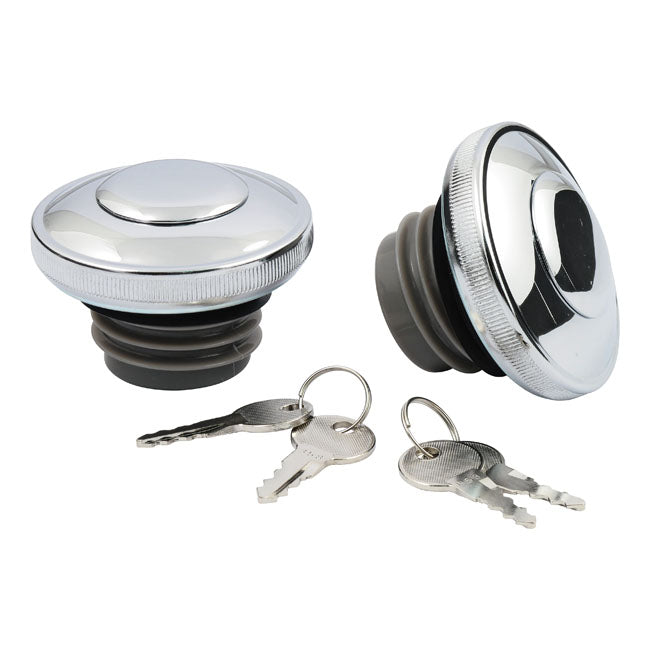 Gas Cap Set With Lock Chrome Without Keyhole Cover